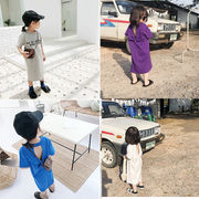 お勧め キッズ 春夏新作 韓国風子供服 3-8歳女の子 ロングTシャツ ミディスカート ワンピース 7-15