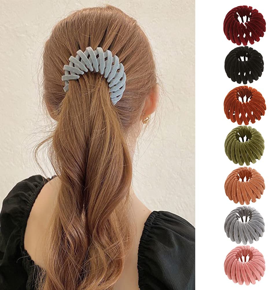 ヘアクリップ バンヘアアクセサリー 数秒で髪を結ぶ 髪飾り ビロード製 4.5cm/5.5cm