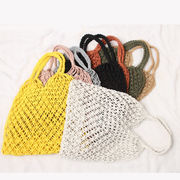 トートバッグ　編みバッグ　透かし　レディース　韓国ファッション　8色