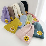 帽子　ニットキャップ　スマイル　デザイン　レディース　ファッション　韓国風　秋冬　15色