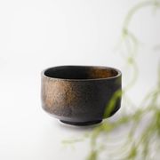 抹茶茶碗 黒砂吹き(2164-7-43)[美濃焼]