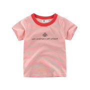子供服の韓国版新しい2022年夏の子供用半袖Tシャツストライプラウンドネックトップ子供服卸売