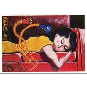 ポストカード アート ローザ「赤いソファの若い女」