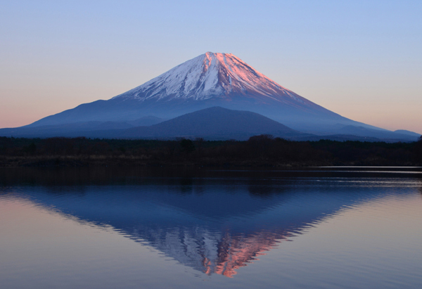 ポストカード カラー写真 日本風景シリーズ「精進湖の富士山」観光地 名所 メッセージカード