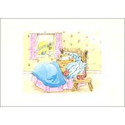 ポストカード イラスト ハニーベア「ベッドで休むクマちゃん」