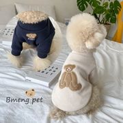 韓国の犬の服、ニットのセーター、ペットの秋の服、秋の猫の服、薄い、クマのパターンの犬の服