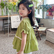 2022年夏服、女の子用の新しい子供服、子供用の韓国風トップス、赤ちゃん用の半袖