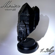 【 一点もの 】 モリオン 原石 1.3kg ブラジル産 台座付き 高品質 黒水晶 ポイント 六角柱 天然石