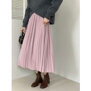 今が絶対買い流行  大きい裾 スリム ピュアカラー ロングスカート ギャザリング プリーツスカート