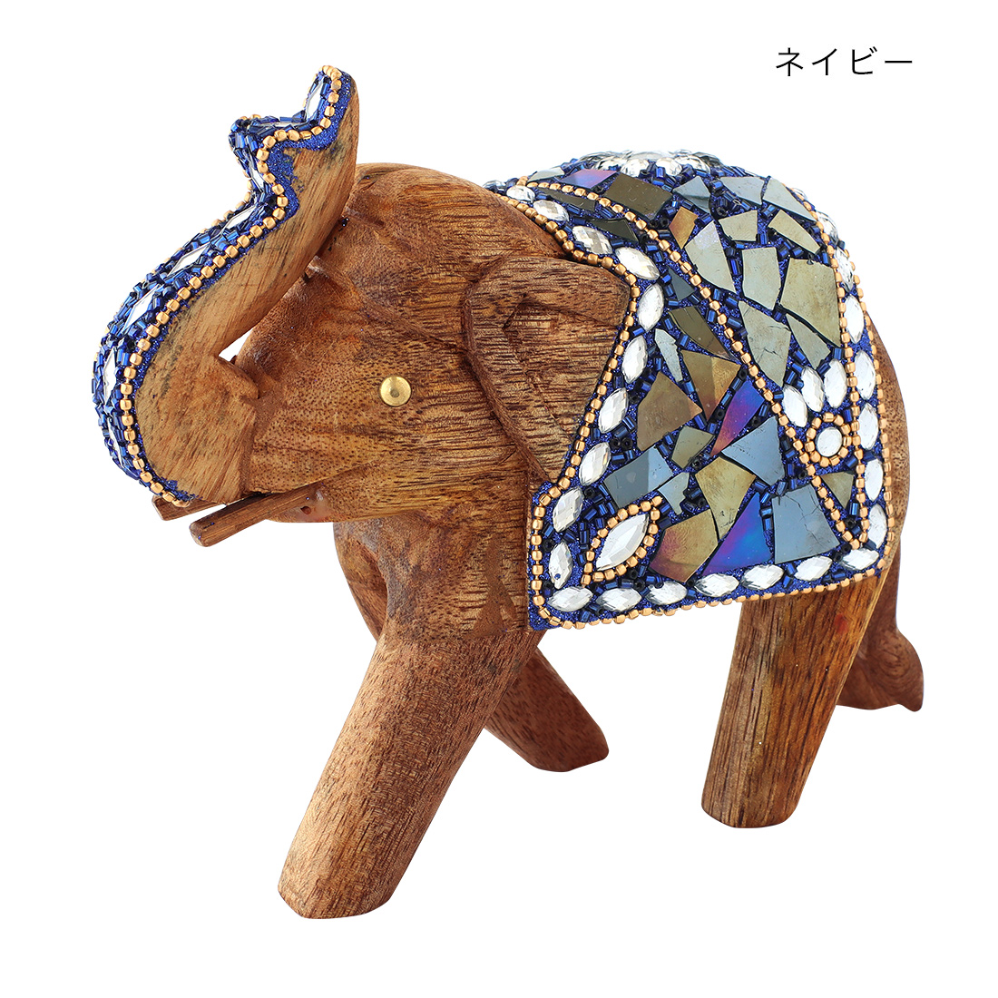 【美品★送料込】２個セット：アンティーク アジア ゾウ ビーズウッドエレファント[オブジェ 置物 木製 象 ゾウ ぞう