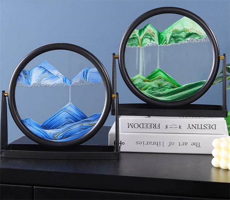 流砂絵 3D フロー リビングルーム オフィスのデスクトップ  砂時計 ガラス 個性 装飾 ガラス絵の装飾