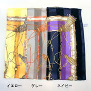 【日本製】【スカーフ】シルクサテンストライプ10匁生地タッセル柄日本製四角大判スカーフ