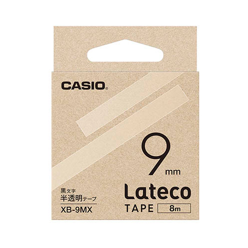 カシオ計算機 Lateco 詰め替え用テープ 9mm 半透明テープ 黒文字 XB-9MX
