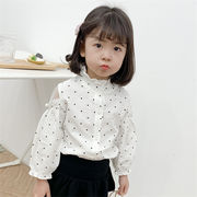韓国子供服  トップス  女の子  子供服   可愛い    長袖  水玉  コットン  シャツ    トップス