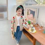 秋  韓国子供服  女の子  可愛い   長袖  花柄    セーター   カーディガン  トップス  コート  おしゃれ