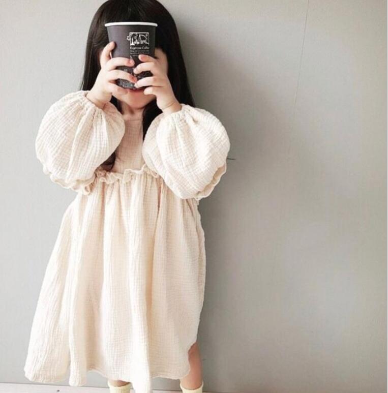 韓国子供服 キッズワンピース 女の子 韓国ファッション シンプル カジュアル 綿麻 春秋