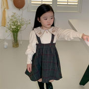 韓国子供服   キッズ   女の子  ジャンパースカート ラシャ  可愛い   甘い  チェック柄   おしゃれ 春秋