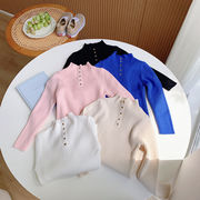 ★新しい 秋冬 子供服  韓国子供服 キッズ服  可愛い 女の子フリルニットセーター ボトミングセーター