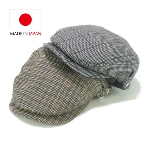 日本製ウールグレンチェックハンチング　ヤング帽子