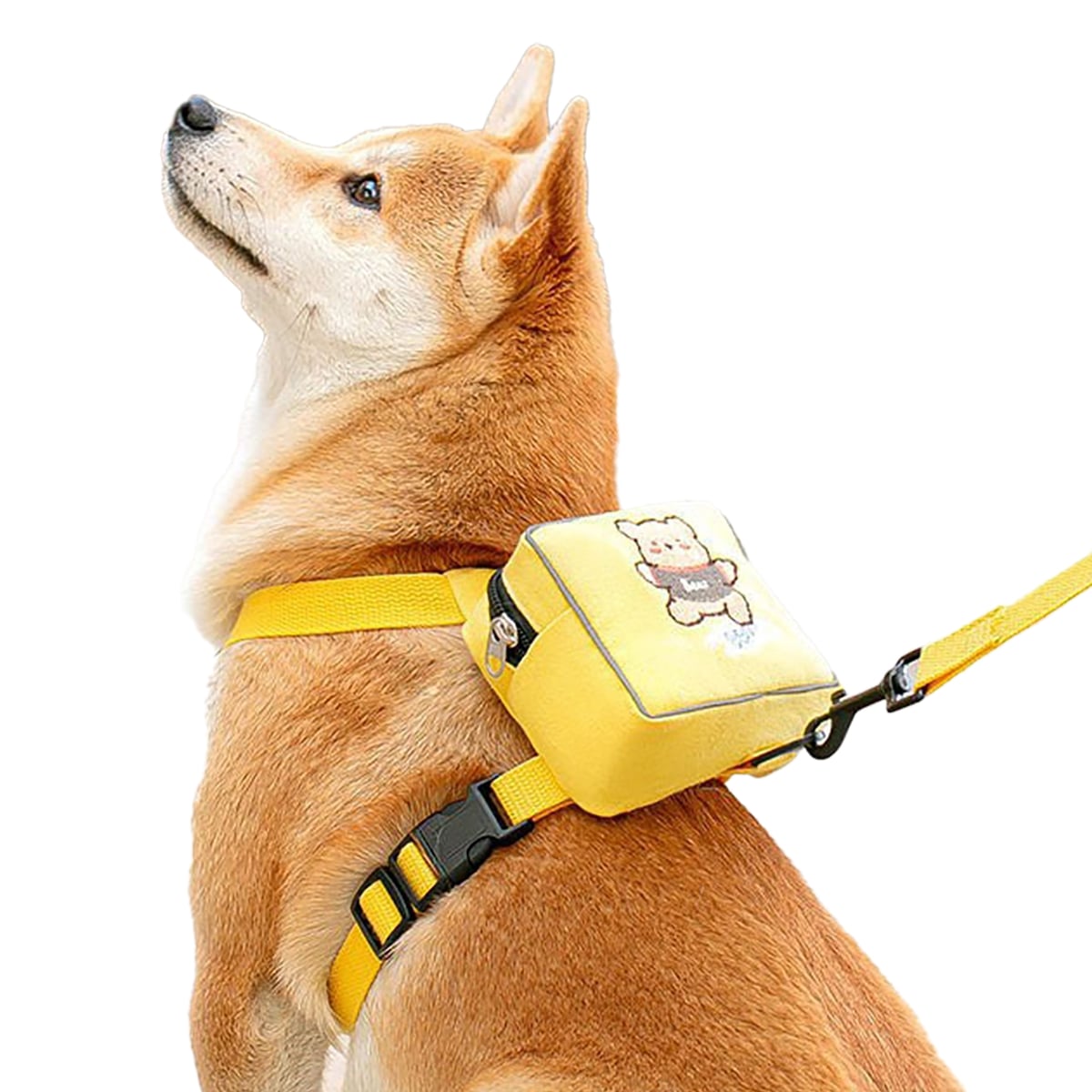 犬 ハーネス 猫 ハーネス 猫 リード 犬 リード 化粧バッグ付きペット首輪 大型猫全ての犬種に通用（黄色）
