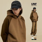 P12846 パーカ 長袖 帽子付き 切替 保温 バーカ 無地 カジュアル 秋冬 ルーズ メンズ