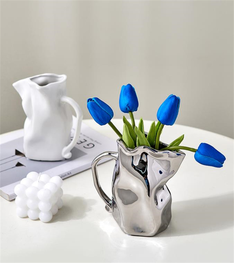2022新年大感謝祭!エレクトロメッキの花瓶 ベッドルーム ユニークなデザイン 陶器の花瓶 アート