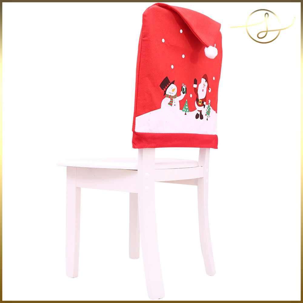 椅子カバー クリスマス 背もたれカバー サンタ帽 チェアーカバー 雪だるま 食卓 小物 装飾 雰囲気