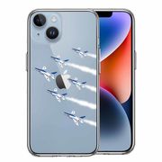 iPhone14 側面ソフト 背面ハード ハイブリッド クリア ケース シェル ブルーインパルス 6機編隊