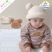 クマ耳 ボアハット＆マフラー キッズ用帽子 子供用 6ヶ月～4歳対応 韓国風