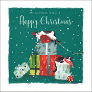 グリーティングカード クリスマス「猫とプレゼント」 メッセージカード