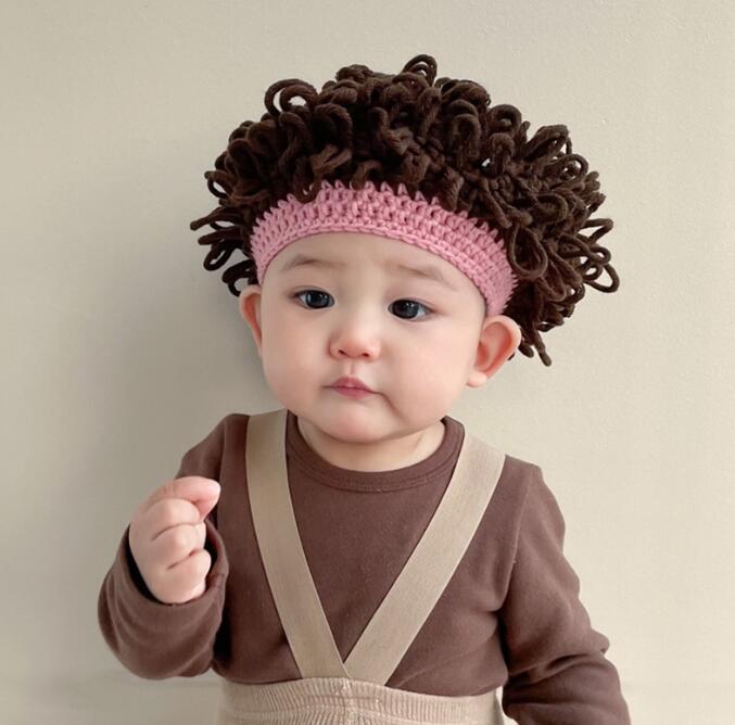ベビーウィッグキャップ     ハット  　ウール帽子 2ヶ月-6歳　子供 帽
