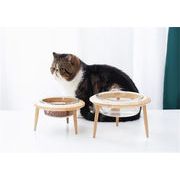 素敵な商品 頸椎保護 斜口 猫茶碗 ペット碗 実木 デザインセンス 猫碗 ペット 鉄架 水碗 犬碗 大人気