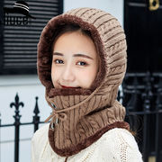 帽子　ニット帽　ファー帽子　ニットキャップ　バラクラバフードウォーマー　秋冬　韓国ファッション