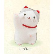【新登場！日本製！好奇心旺盛なかわいい猫ちゃんの和雑貨です♪】ちりめんじゃれねこ(3種) C.グレー