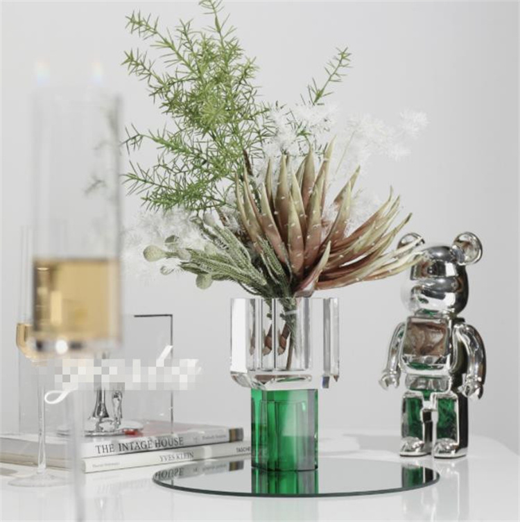 週末限定 INSスタイル 食卓 モデルルーム装飾 現代 幾何学 クリア フラワーアレンジメント 花瓶