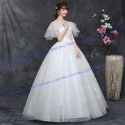 Ｓ～9Ｌ 結婚式 二次会  花嫁 ウェディングドレス プリンセスドレス 白ドレス 編み上げロングドレス