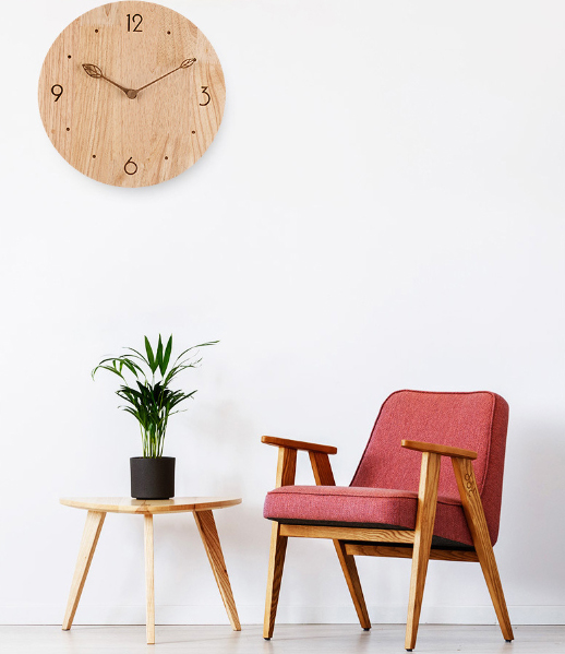 木製 シンプル 見やすい数字 壁掛け 時計 モダン インテリア雑貨