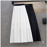 【大きいサイズM-4XL】ウエストがゴムファッションスカート♪ブラック/ホワイト2色展開◆