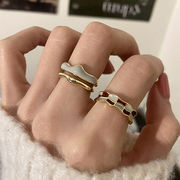 指輪　リング　アクセサリー　韓国ファッション　金属　デザイン　メタル　チェック柄