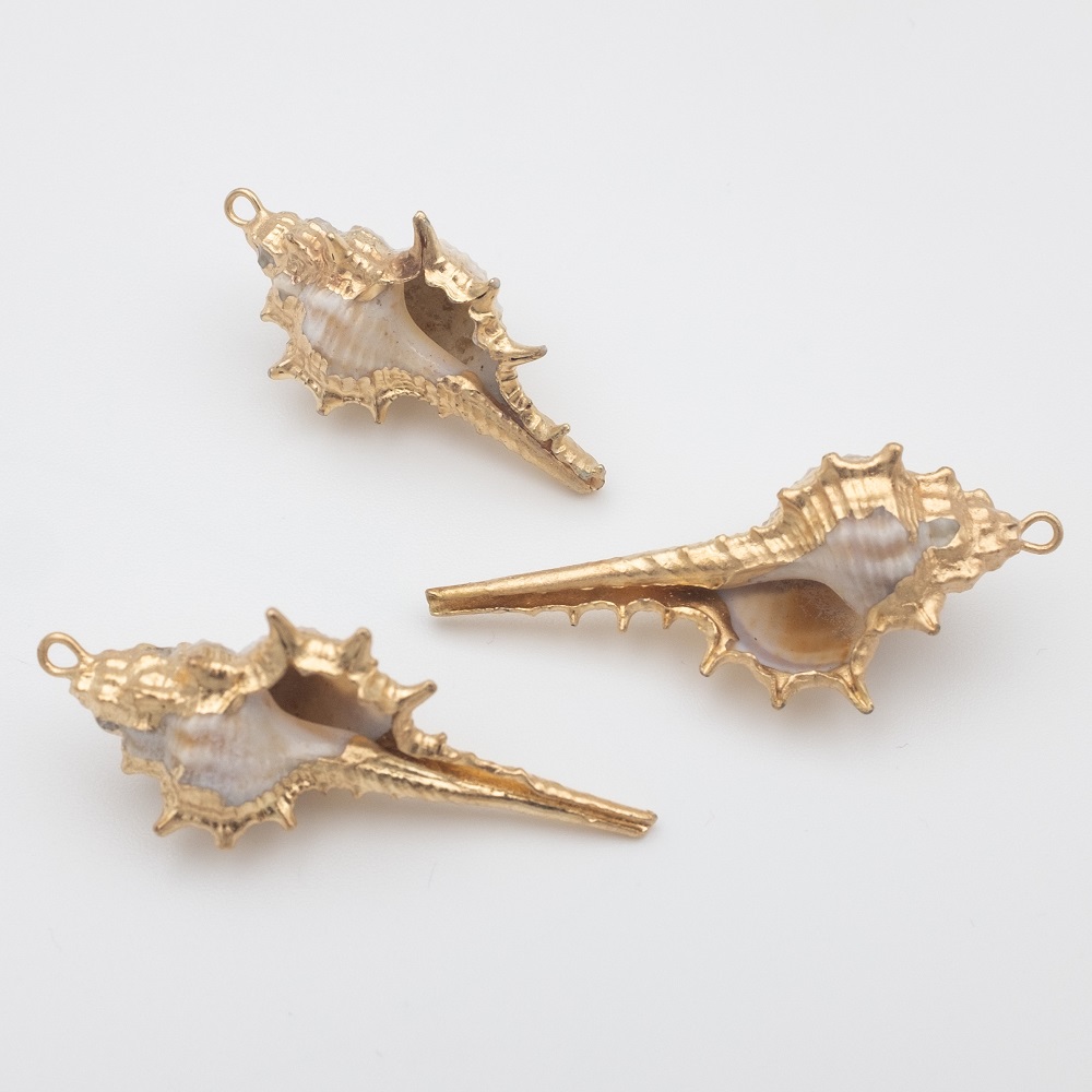 夏アクセサリー】ゴールドで縁取った本物の貝殻パーツ/天然貝殻/最安値