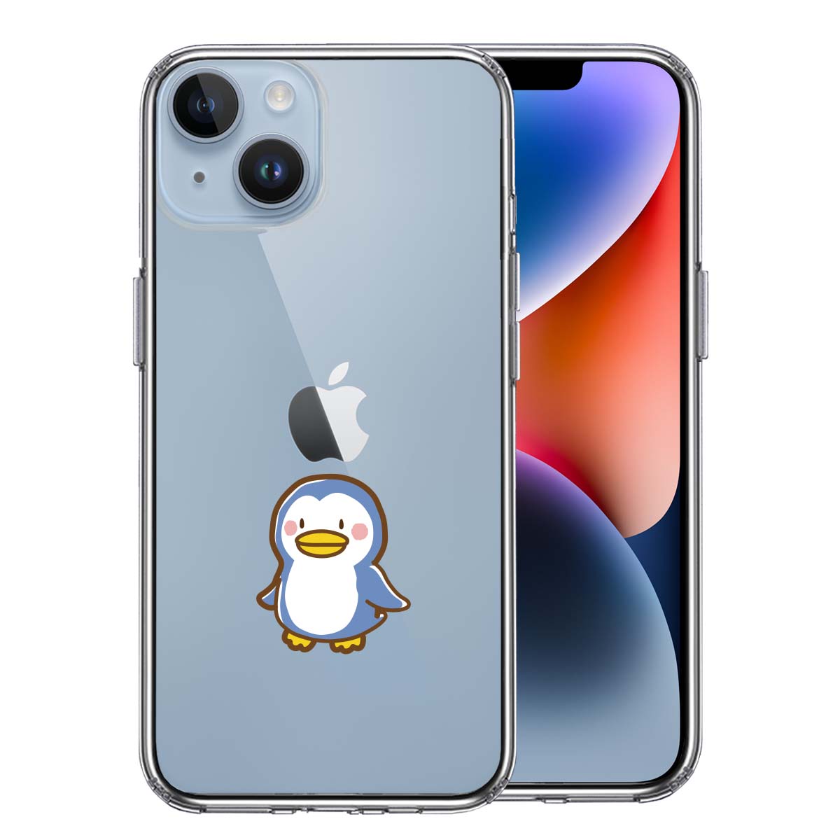 iPhone 14 Plus 側面ソフト 背面ハード ハイブリッド クリア ケース ペンギン