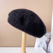 二重素材ベレー帽子供の秋冬ウサギ羊毛画家帽スチュワーデス帽両面カメレオン帽