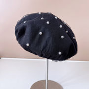 ベレー帽子供冬の画家帽オリジナル同じウールのスチュワーデス帽メッシュパールのファッション