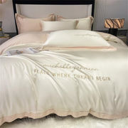 人気のあるデザイン INSスタイル シルクスリップ 裸で寝る 布団カバー ソリッドカラー シーツ