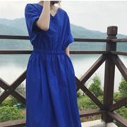 韓国おしゃれワンピース2夏新作女性用Vネックロング腹巻ワンピース女性用スカート