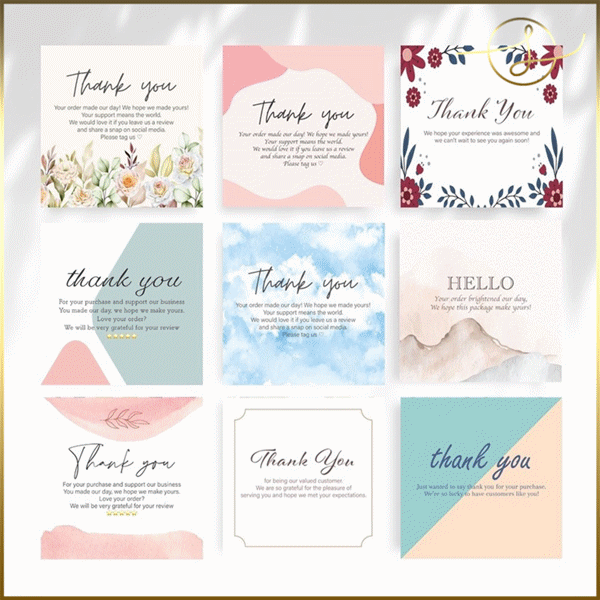 【11種】ありがとうカード 正方形 お花 販促カード ショップカード ギフト 包装 ラッピング用品 梱包材