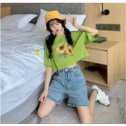 韓国風　レディース　半袖Tシャツ　新しい夏，気質，ファッションTシャツ　★F