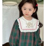 2024新作  韓国風子供服  キッズ服    可愛い   長袖   チェック   ワンピース   女の子