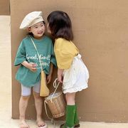 ins夏人気  韓国風子供服  ベビー服   半袖  トップス   横縞  Tシャツ   カジュアル  男女兼用  2色