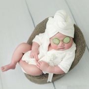 韓国風  子供用品   セットアップ   キッズ    写真撮影用     ターバン+バスローブ   新生児   2色
